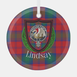 Adorno De Cristal Lindsay Scottish Clan Tartan & Crest