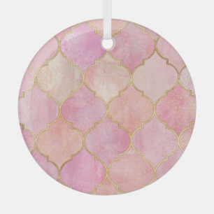 Adorno De Cristal Línea de oro marroquí: acuarela rosa