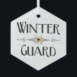 Adorno De Cristal Línea decorativa de Winter Guard<br><div class="desc">Guardia de invierno con una línea decorativa con una bandera es un diseño único para los miembros de la guardia de color en interiores en cumpleaños y vacaciones.</div>
