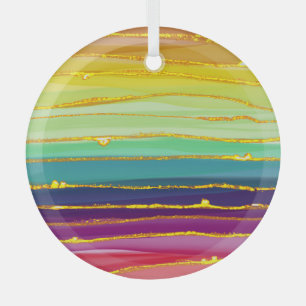 Adorno De Cristal Líneas del arcoiris: composición abstracta de lujo