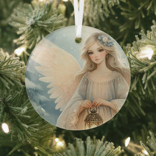 Adorno De Cristal Linterna Angelical Invernal Celestial de Gracia
