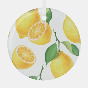 Adorno De Cristal Lively Lemon: Patrón fresco sin foco