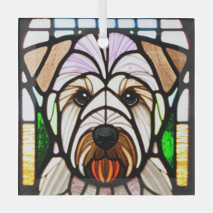 Adorno De Cristal Llanto recubierto blando Terrier "Vidrio contenido