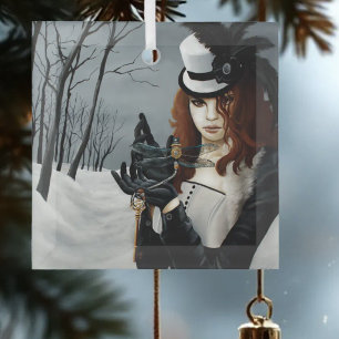 Adorno De Cristal Llave de libélula de invierno steampunk victoriana