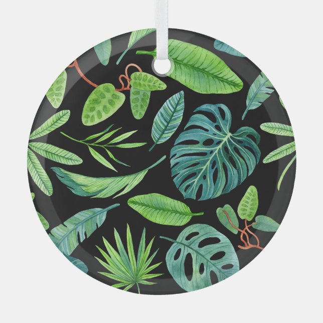 Adorno De Cristal Lluvia tropical: vegetación de selva tropical. (Anverso)