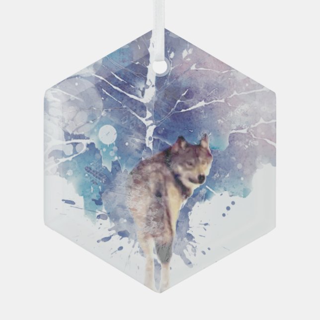 Adorno De Cristal Lobo de arte gráfico retrocede en arte natural (Anverso)