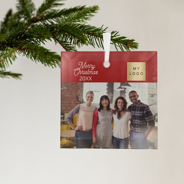 Adorno De Cristal Logo de fotos de negocios Navidades rojo moderno (Subido por el creador)