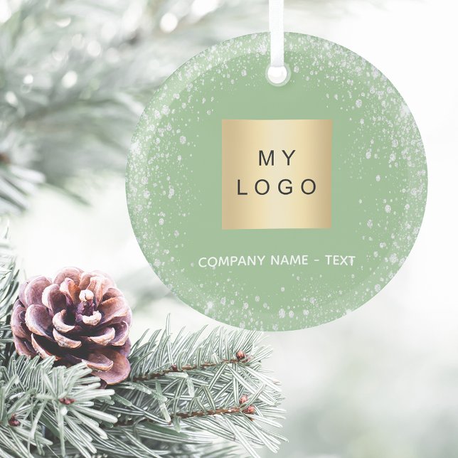 Adorno De Cristal Logo de la empresa Sage green Silver purpurina (Subido por el creador)