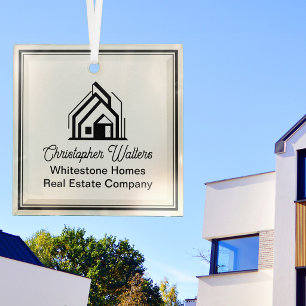 Adorno De Cristal Logotipo de la empresa de bienes raíces elegante p