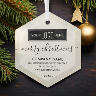 Adorno De Cristal Logotipo de Navidad Empresarial