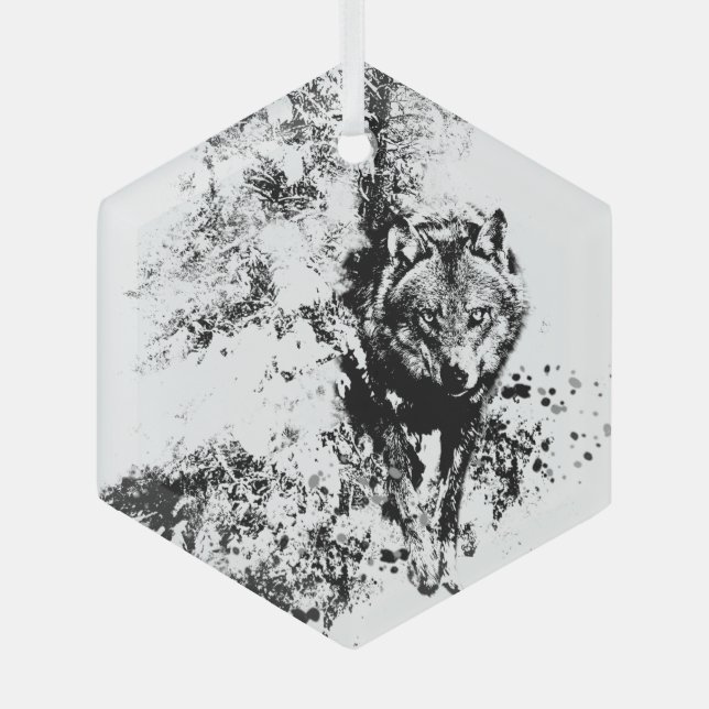 Adorno De Cristal Lone Wolf Wildlife Animal Nature Art (Anverso)