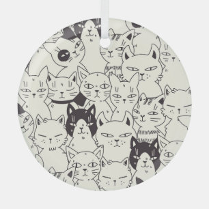 Adorno De Cristal Los gatos dibujados a mano garabatean un patrón si