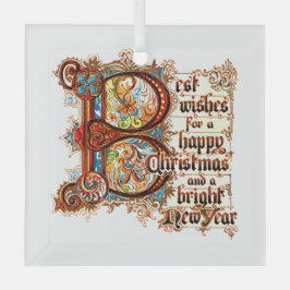 Adorno De Cristal Los mejores deseos (en letras ilustradas) para Nav