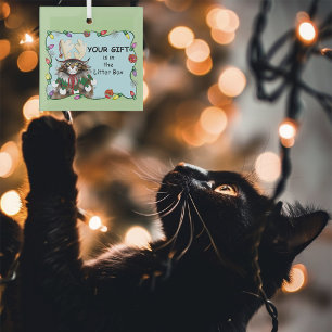 Adorno De Cristal Los navidades le dan gracia al gato verde