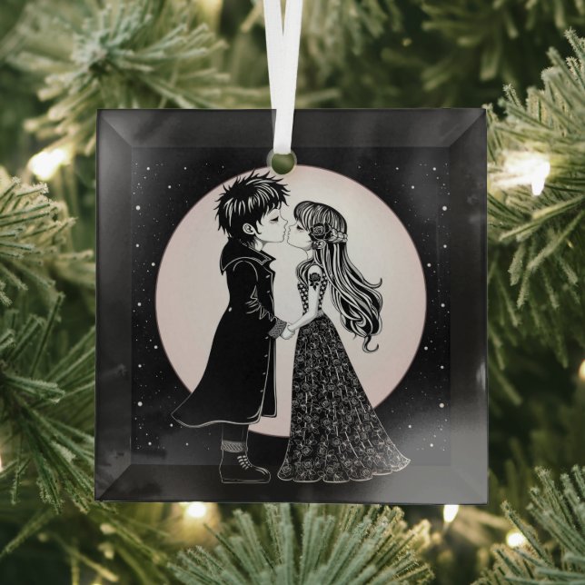 Adorno De Cristal Los niños góticos y góticos besan a El día de San  (in situ)