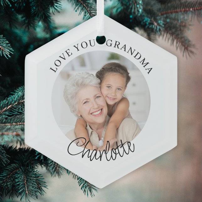 Adorno De Cristal Love You Grandma Keepsake Photo (Subido por el creador)
