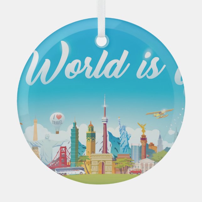 Adorno De Cristal Lugares de interés mundial: Viaje Viejo Viejo (Anverso)