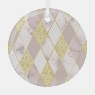 Adorno De Cristal Lujoso Marble Golden Geométrico