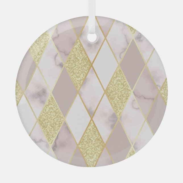 Adorno De Cristal Lujoso Marble Golden Geométrico (Anverso)