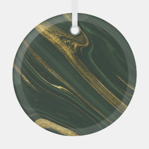 Adorno De Cristal Lujoso Onyx Verde: Mármol Dorado.
