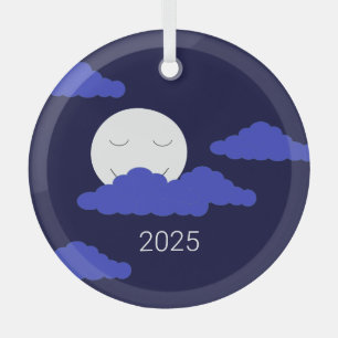 Adorno De Cristal Luna llena con nubes