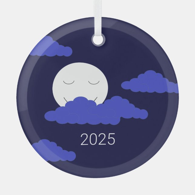 Adorno De Cristal Luna llena con nubes (Anverso)