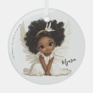 Adorno De Cristal Luz Celestial: Niño Angelical en Gracia Dorada