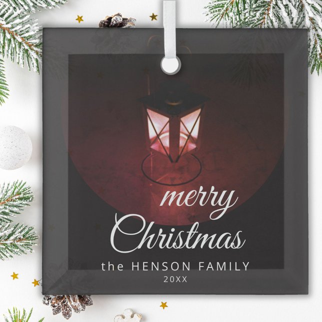 Adorno De Cristal Luz de linterna antigua Script de Feliz Navidad Fa (Subido por el creador)