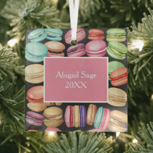 Adorno De Cristal Macarones de acuarela artística de moda personaliz