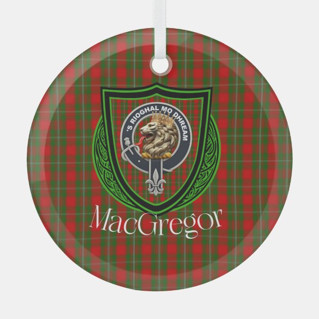 Adorno De Cristal MacGregor Scottish Clan Tartan & Crest (Anverso)