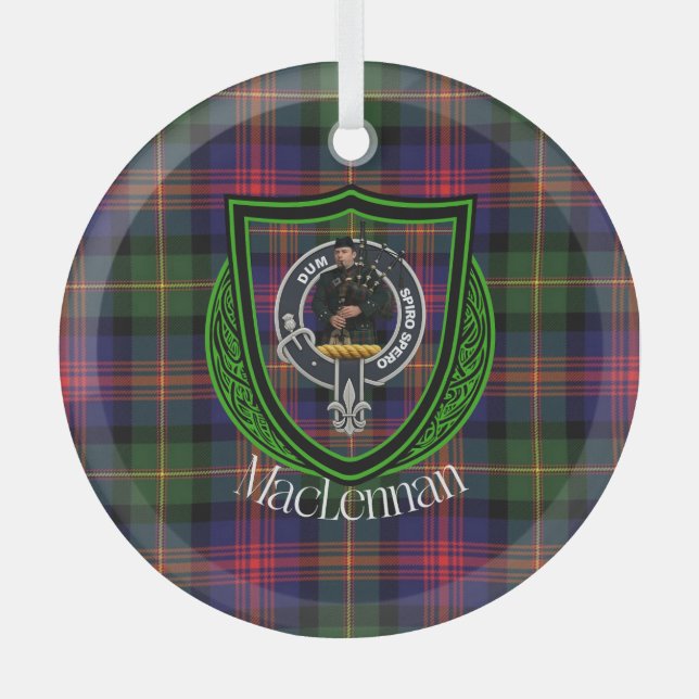Adorno De Cristal MacLennan Scottish Clan Tartan & Crest (Anverso)