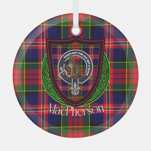 Adorno De Cristal MacPherson Scottish Clan Tartan & Crest (Anverso)