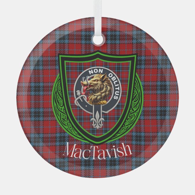 Adorno De Cristal MacTavish Scottish Clan Tartan & Crest (Anverso)
