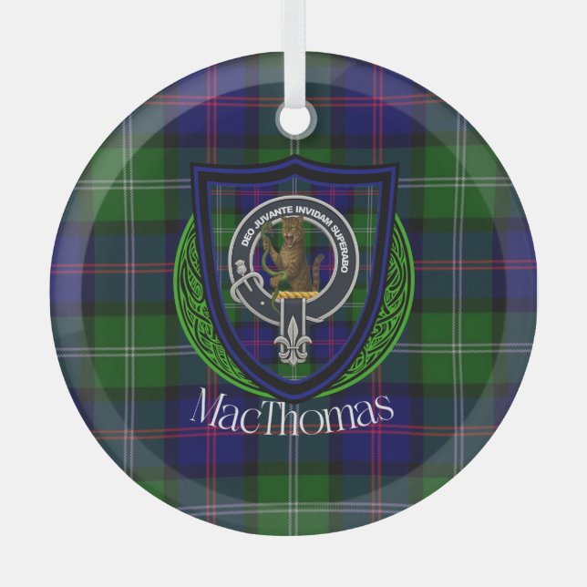 Adorno De Cristal MacThomas Scottish Clan Tartan & Crest (Anverso)