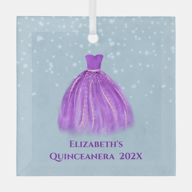 Adorno De Cristal Magenta Quinceanera se viste de azul estrellado co (Anverso)