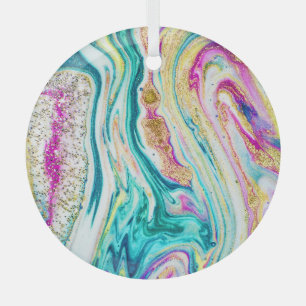 Adorno De Cristal Mágica Marbling: Diseño de pinturas metálicas.