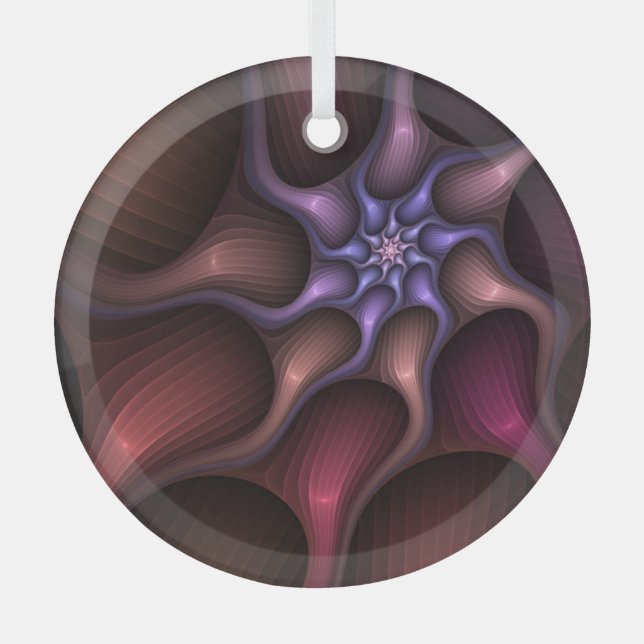 Adorno De Cristal Magnífico Resumen Brillante Fractal a rayas (Anverso)