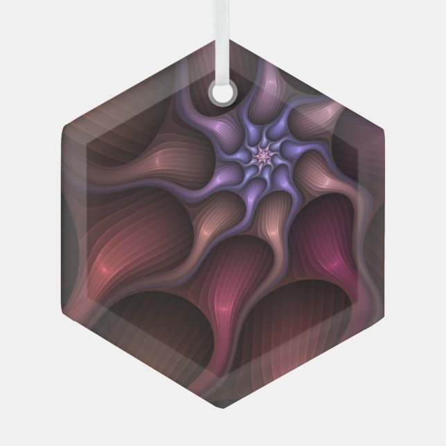 Adorno De Cristal Magnífico Resumen Brillante Fractal a rayas (Anverso)