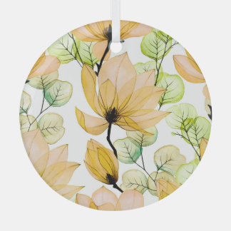 Adorno De Cristal Magnolia Eucalyptus: Impresión Seamless de Acuarel