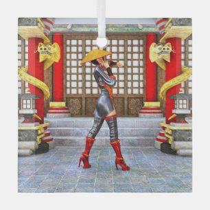 Adorno De Cristal Maiden, guerrero asiático