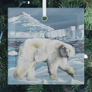 Adorno De Cristal Majestuoso Oso Polar Ártico Glaciares Azules Icebe