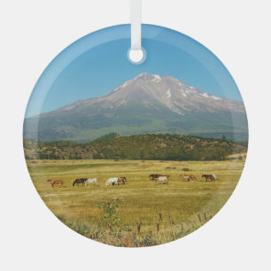 Adorno De Cristal Manada de caballos Mount Shasta