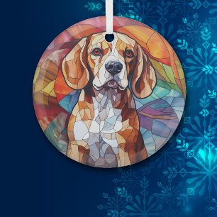 Adorno De Cristal Mancha del perro del perro del Beagle Mosaic