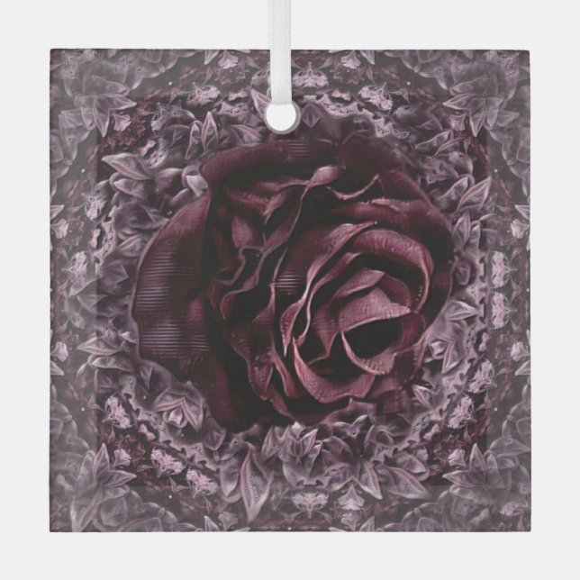 Adorno De Cristal Mandala de rosa  (Anverso)