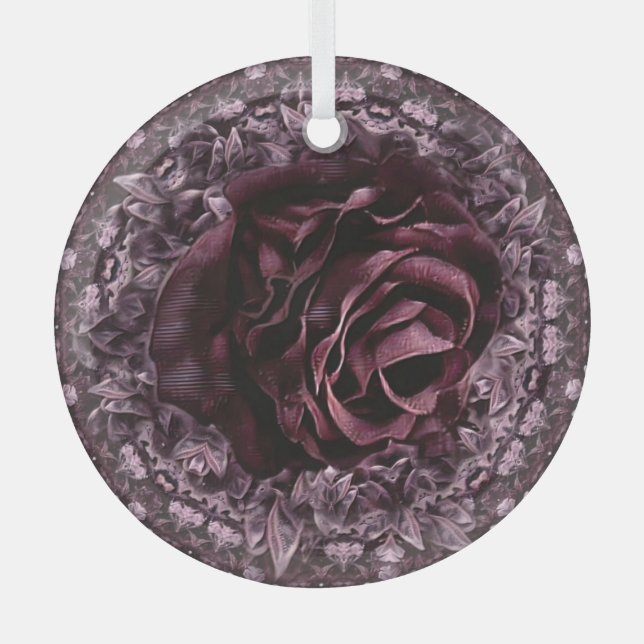 Adorno De Cristal Mandala de rosa  (Anverso)