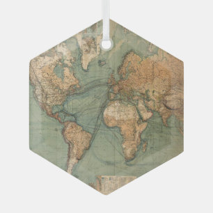 Adorno De Cristal Mapa del mundo antiguo de la vieja época