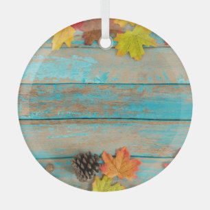 Adorno De Cristal Maple otoñal: Marco Natural de la Pinecona.