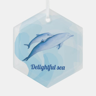 Adorno De Cristal Mar asombroso con delfines