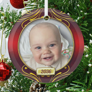 Adorno De Cristal Marco de foto para el primer Navidad del bebé