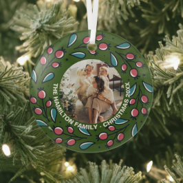 Adorno De Cristal Marco de foto Wreath personalizado de los navidade